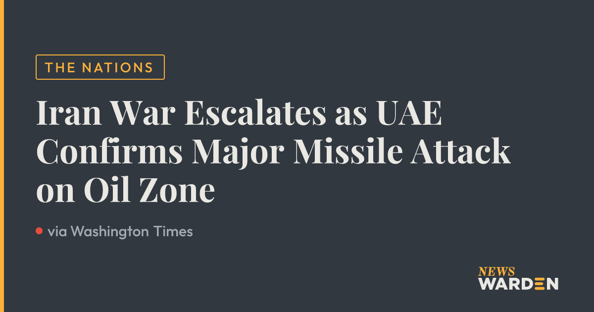 Iran War Escalates as UAE Confirms Major Missile Attack on Oil Zone ...